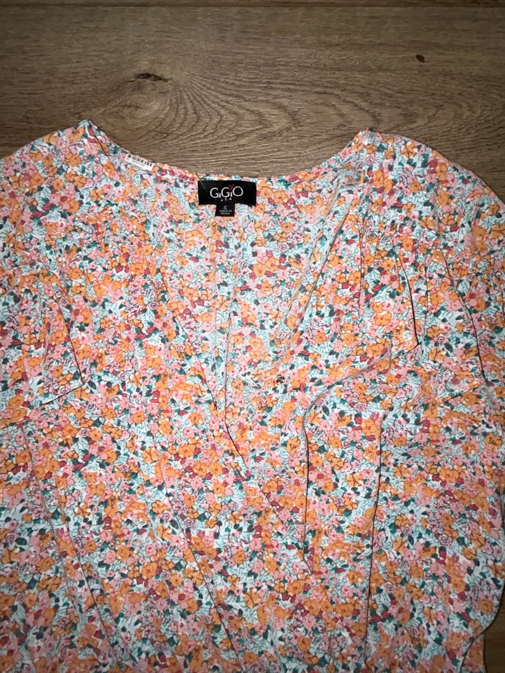 GOGO Peach Floral Romper with Tassel Tie - Picture 5 of 6